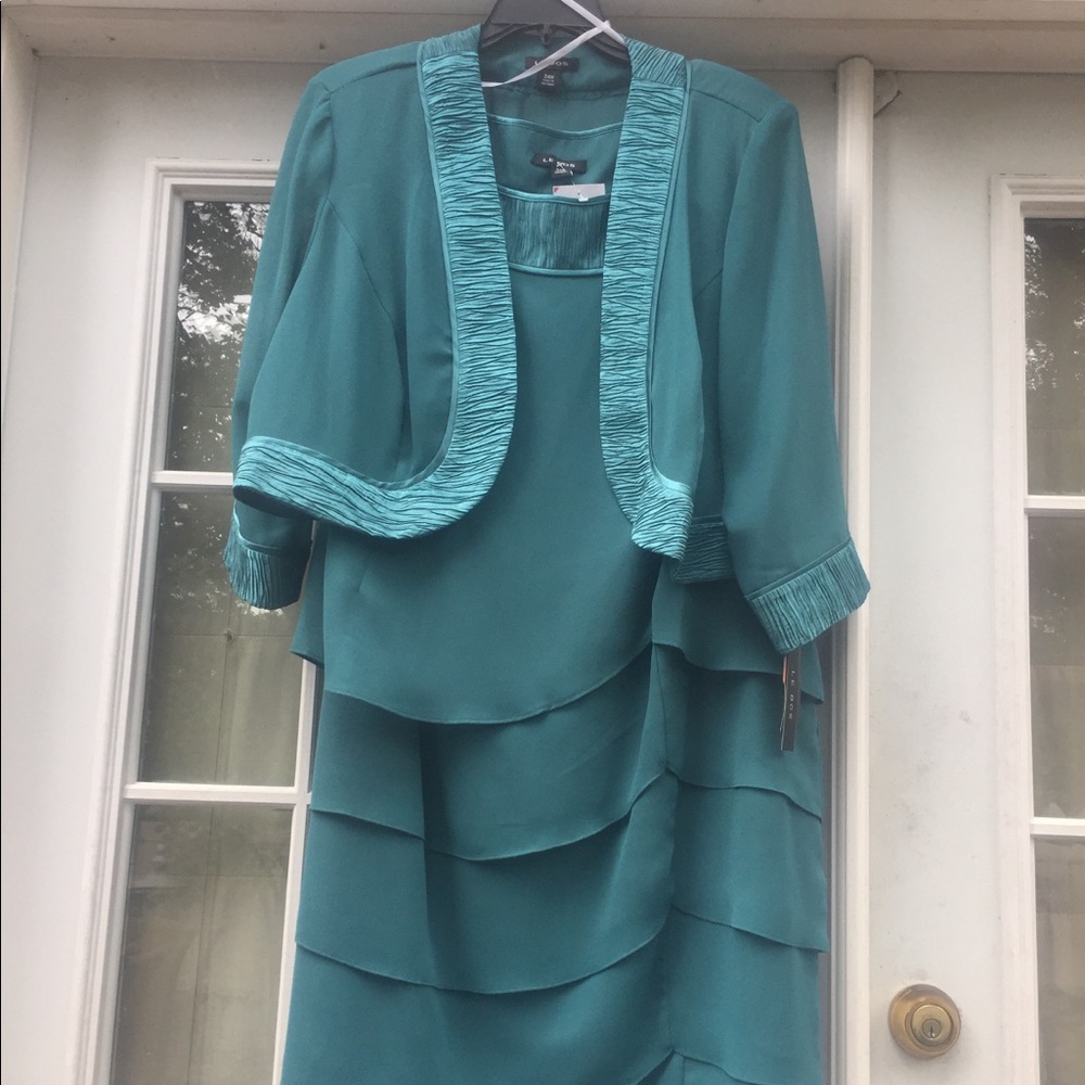 NWT plus size teal evening dress w/ jacket 24W